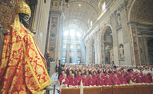 Ein weies, schnes und gutes Pferd fr den Papst